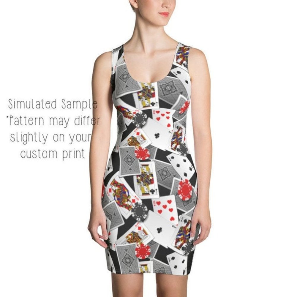 Poker Casino Stretchy Fitted Bodycon Dress S